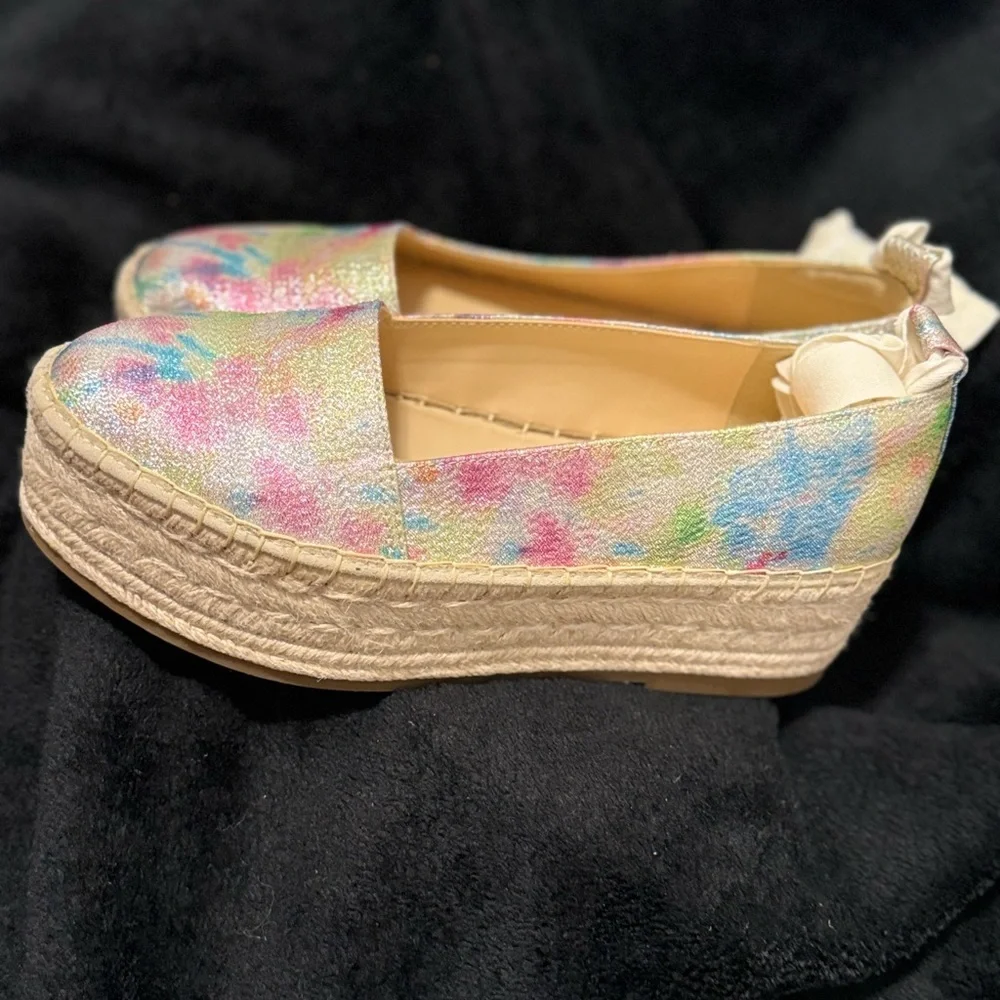 Jessica Simpson Pink and Blue Espadrilles with Artistic Design New*